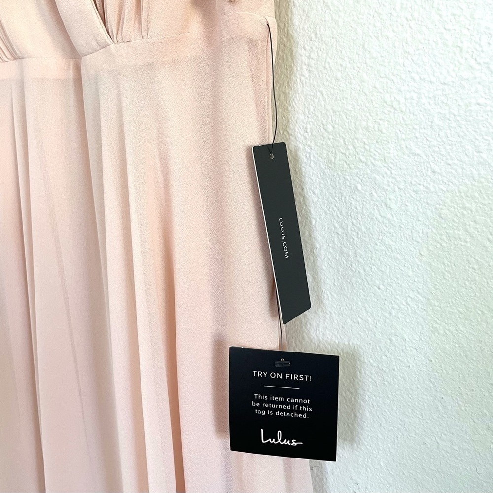 NWT Lulus Dance the Night Away Lovely Blush Pink Backless Maxi Dress Gown Large - Picture 12 of 16